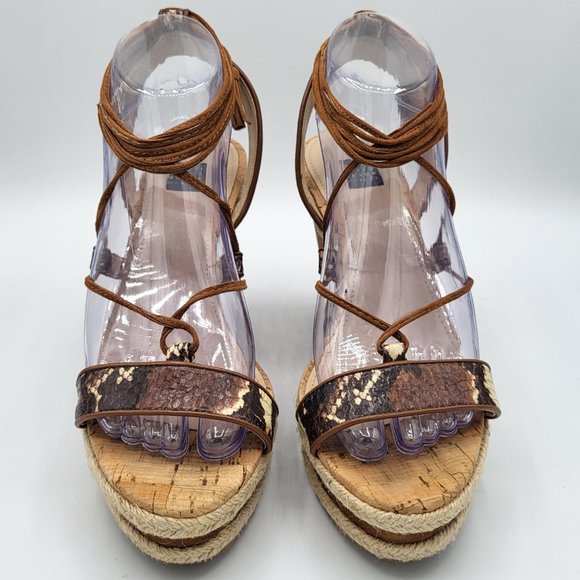 White House Black Market GINGER Wedge Ankle Wrap Strap Sandal SZ 8 - Picture 5 of 14